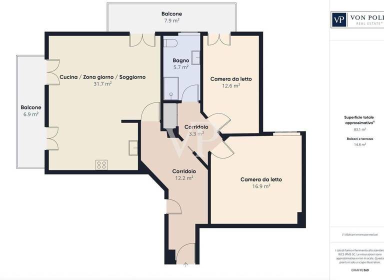 Wohnung zum Kauf 329.000 € 3 Zimmer 84 m² Via Jacopo Foroni 30 Verona 37122