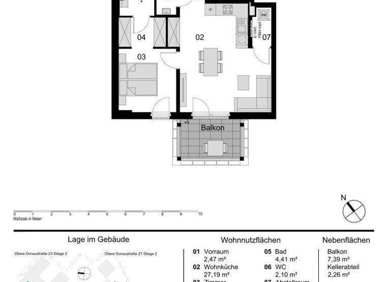 Wohnung zum Kauf - Erstbezug 516.000 € 2 Zimmer 53,1 m² 4. Geschoss Obere Donaustraße 23 Wien 1020