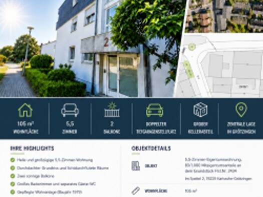 Wohnung zum Kauf 359.000 € 5 Zimmer 105 m² 2. Geschoss Im Speitel 2 Grötzingen Karlsruhe 76229