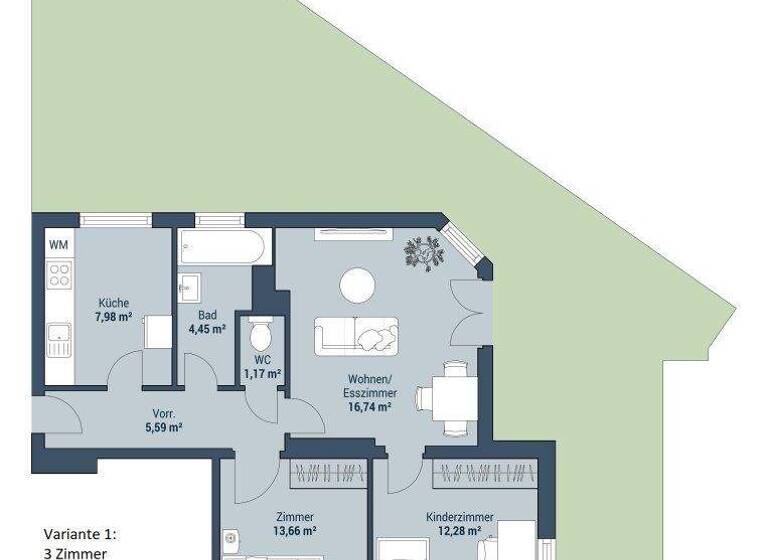 Wohnung zum Kauf 299.000 € 3 Zimmer 65 m² EG Hochstraße Baden 2500