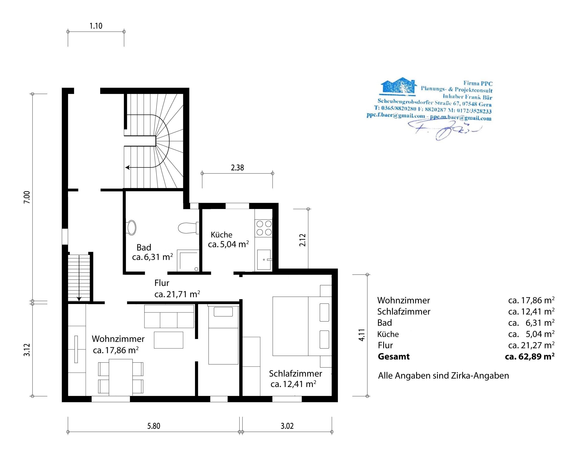 Wohnung zur Miete 385 € 2,5 Zimmer 63 m²<br/>Wohnfläche 2.<br/>Geschoss ab sofort<br/>Verfügbarkeit Bachgasse 4 Ronneburg Ronneburg 07580