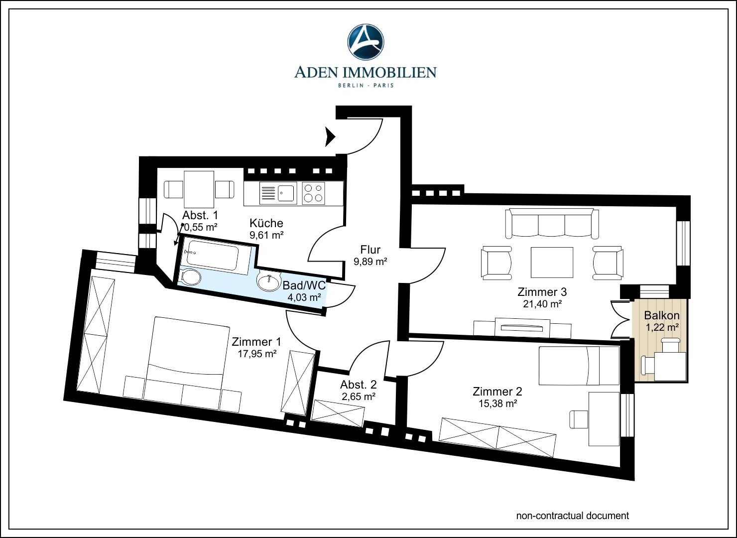 Wohnung zum Kauf provisionsfrei 334.773 € 3 Zimmer 82,7 m²<br/>Wohnfläche 3.<br/>Geschoss Berliner Straße 126 Wilmersdorf Berlin 10713