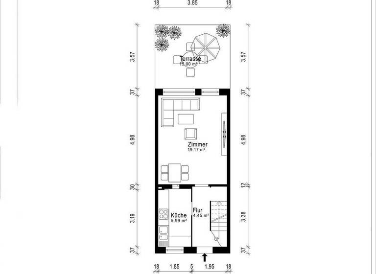 Reihenmittelhaus zum Kauf 349.000 € 3 Zimmer 63,1 m² 90 m² Grundstück Niendorf Hamburg 22453