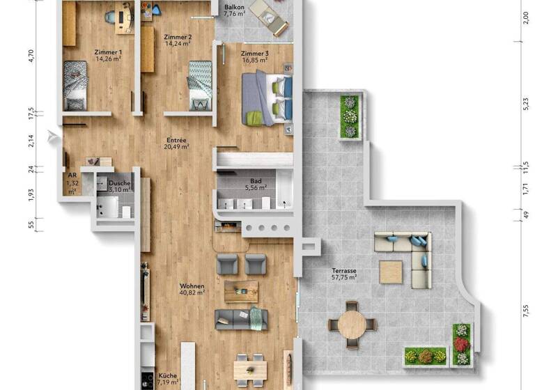 Penthouse zum Kauf 550.000 € 4,5 Zimmer 128 m² Geschoss 5/5 frei ab sofort Weil am Rhein 79576