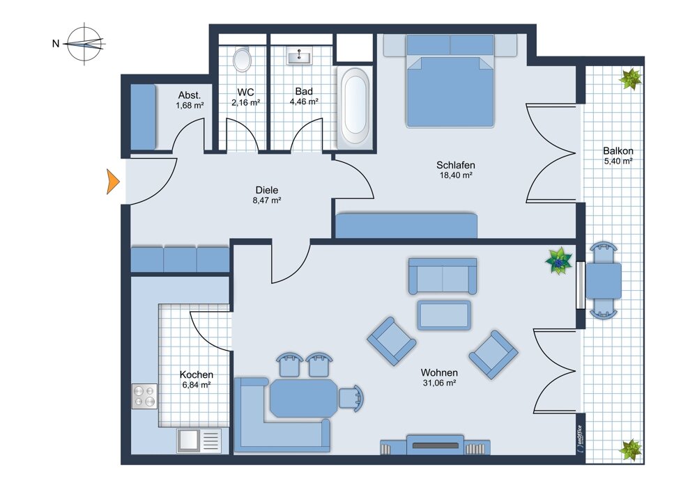 Wohnung zum Kauf 390.000 € 2 Zimmer 78 m²<br/>Wohnfläche 2.<br/>Geschoss Rosenheim 83022