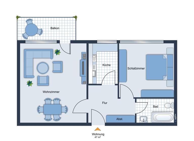 Wohnung zum Kauf 240.000 € 2 Zimmer 47 m² EG Westend Berlin 14055