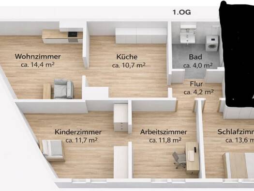 Wohnung zur Miete - Erstbezug 750 € 4 Zimmer 75 m² frei ab 01.10.2026 Ilmenau Ilmenau 98693