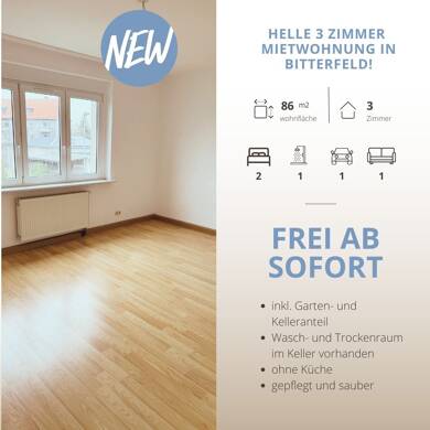 Wohnung zur Miete 570 € 3 Zimmer 85,7 m² 1. Geschoss frei ab sofort Mitschurinstrasse 3 Wolfen Bitterfeld-Wolfen 06749