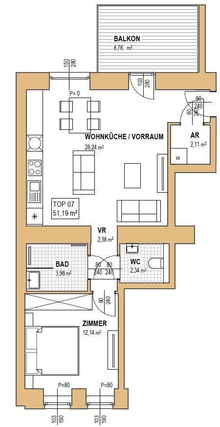 Wohnung zum Kauf 485.000 € 2 Zimmer 51,2 m²<br/>Wohnfläche 1.<br/>Geschoss Wien 1090