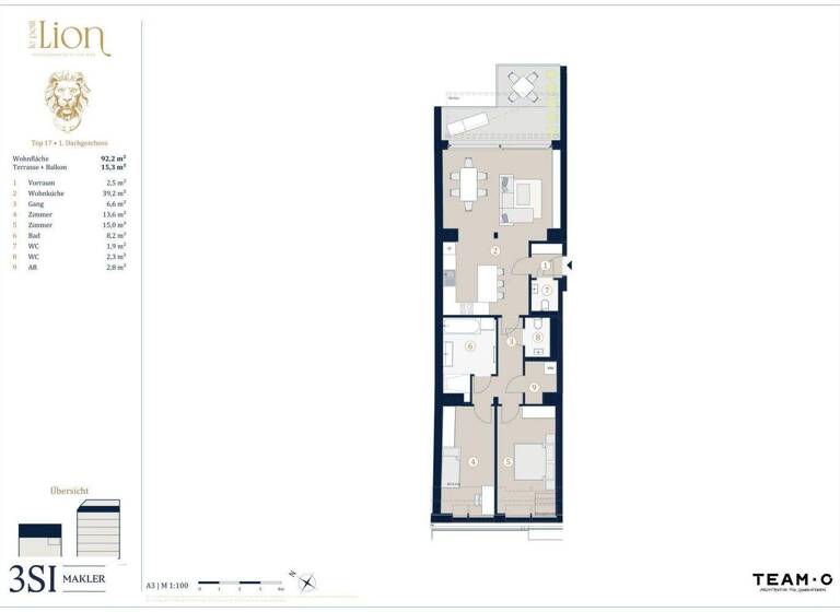 Wohnung zum Kauf - Erstbezug 1.295.000 € 3 Zimmer 92,2 m² 5. Geschoss Rotenlöwengasse 16 Wien 1090