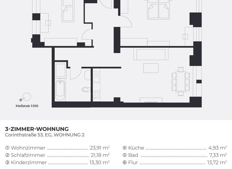 Wohnung zum Kauf provisionsfrei 409.200 € 3 Zimmer 84,4 m² EG Corinthstraße 53 Friedrichshain Berlin 10245