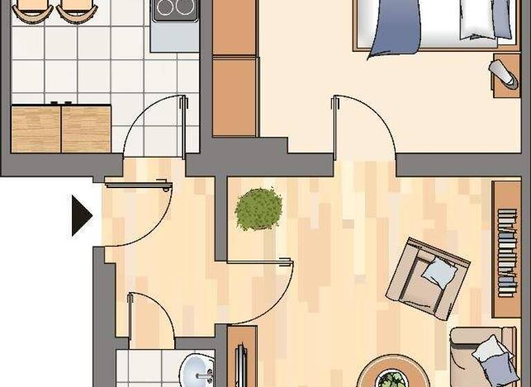 Wohnung zur Miete 379 € 2 Zimmer 43,6 m² EG frei ab 06.03.2026 Ernestinestraße 1 Hofstede Bochum 44809