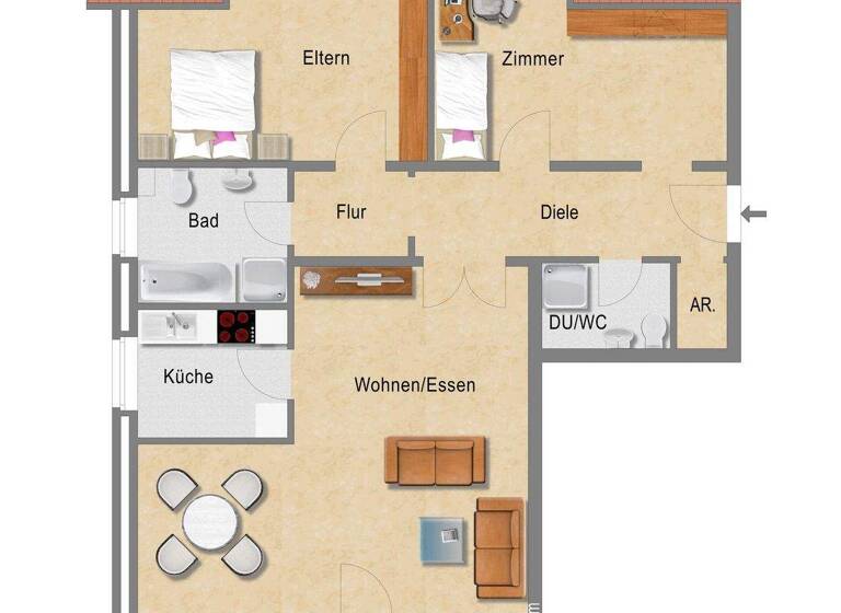Wohnung zur Miete 795 € 3 Zimmer 98 m² 3. Geschoss Unterfeldhaus Erkrath 40699