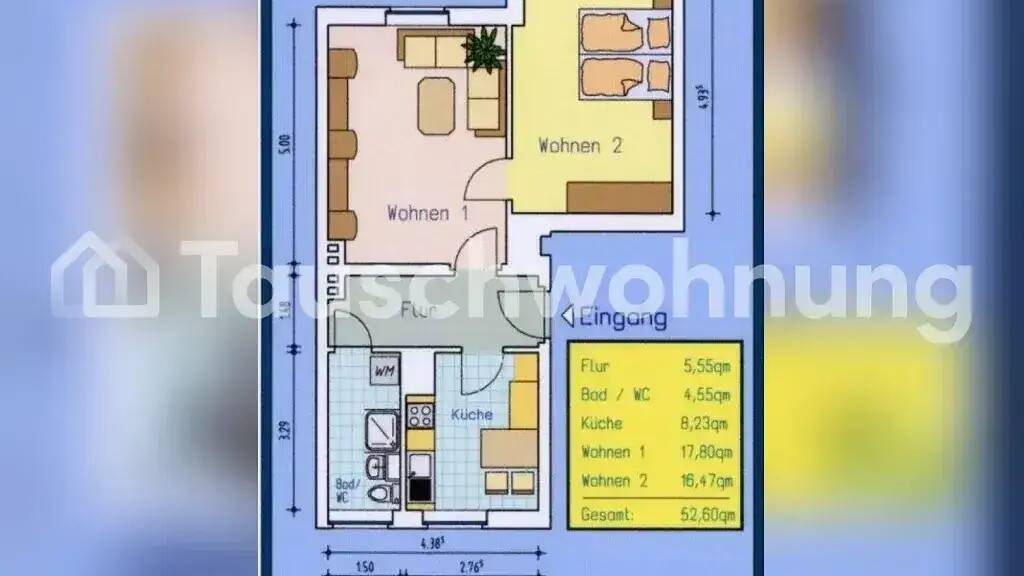 Wohnung zur Miete Tauschwohnung 380 € 2 Zimmer 55 m² 3. Geschoss Südvorstadt-Ost Dresden 01069