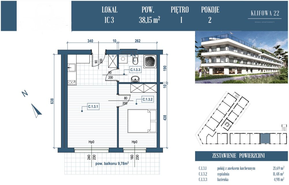 Studio zum Kauf 169.000 € 2 Zimmer 38,2 m²<br/>Wohnfläche 1.<br/>Geschoss REWAL 72-344