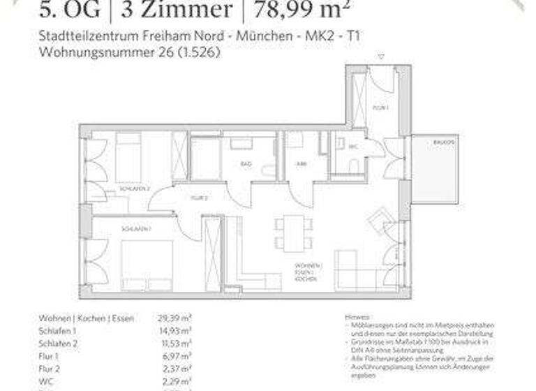Wohnung zur Miete 1.996 € 3 Zimmer 79 m² 5. Geschoss frei ab 29.03.2026 Helmut-Schmidt-Allee 31 Aubing-Lochhausen-Langwied München 81248
