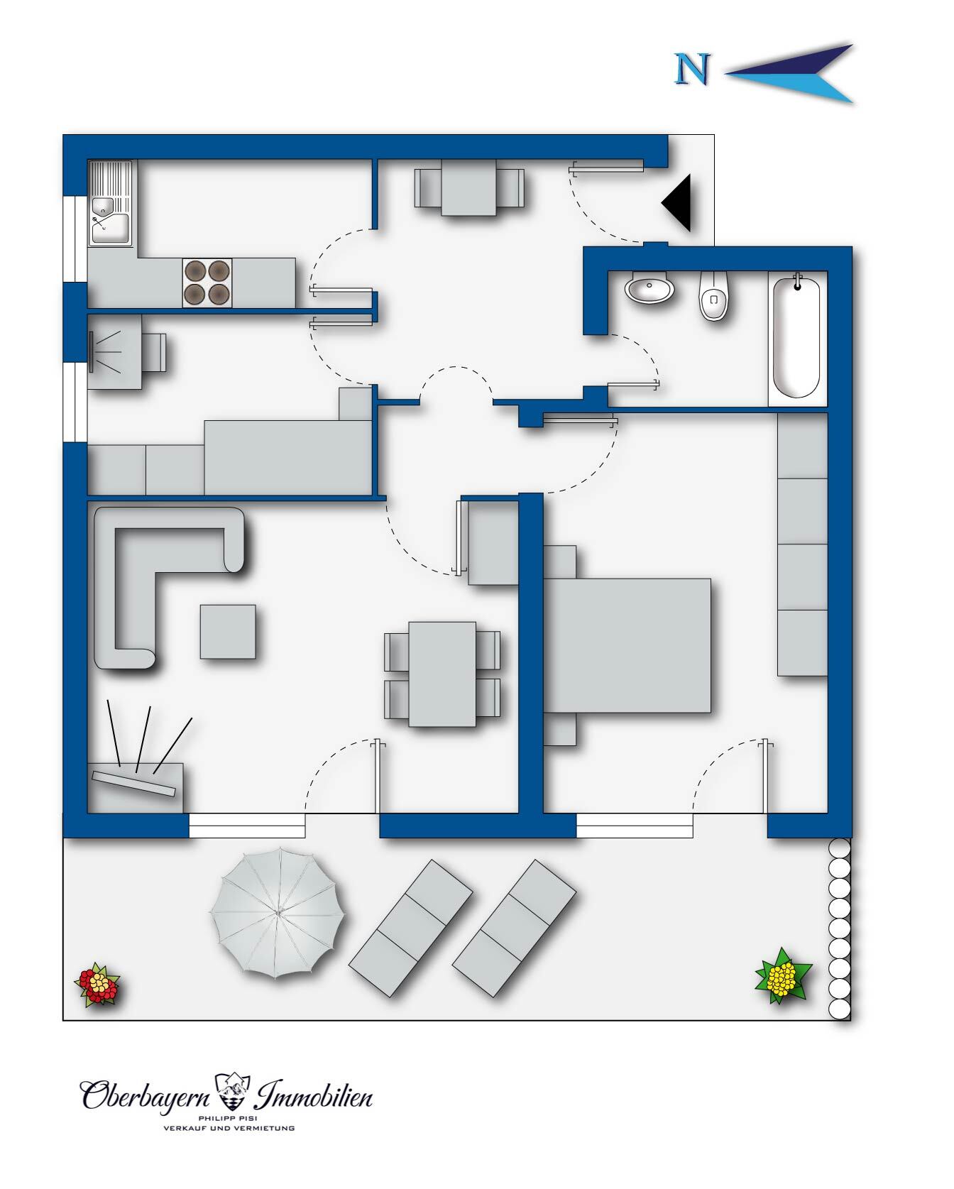 Wohnung zum Kauf 215.000 € 3 Zimmer 76 m²<br/>Wohnfläche EG<br/>Geschoss Traunsteiner Str. 27 Bad Endorf 83093