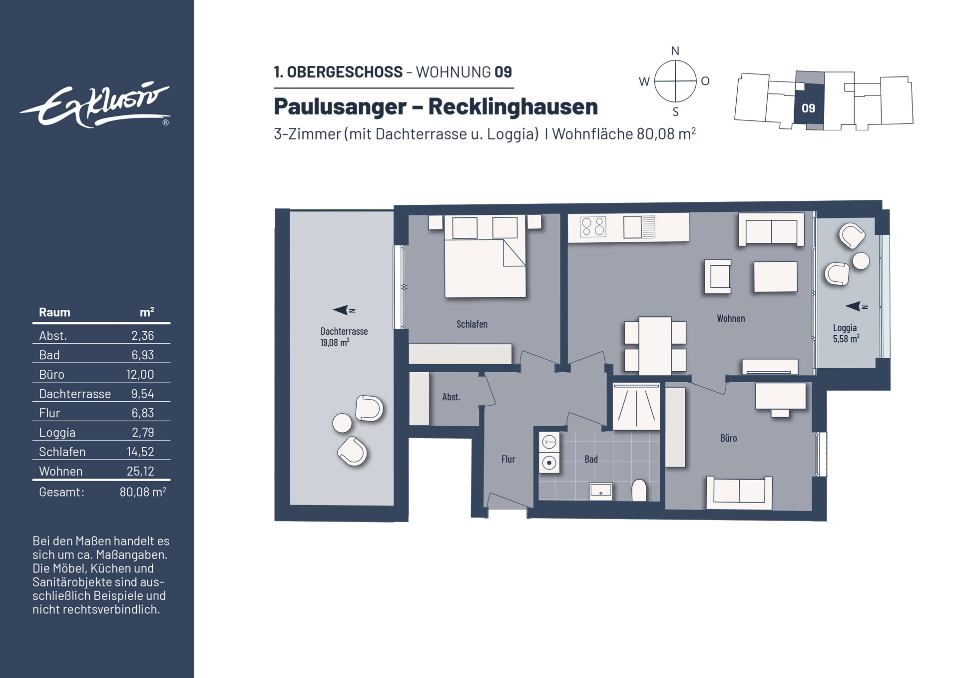 Wohnung zum Kauf provisionsfrei 369.000 € 3 Zimmer 80,4 m²<br/>Wohnfläche Paulusanger 3 Paulusviertel Recklinghausen 45657