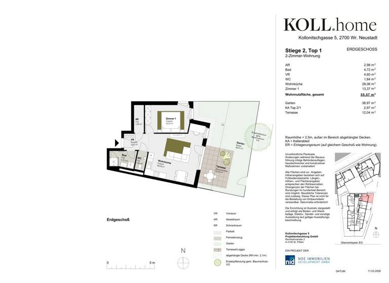 Wohnung zum Kauf - Erstbezug provisionsfrei 256.000 € 2 Zimmer 55,6 m² EG Kollonitschgasse 5 Wiener Neustadt 2700