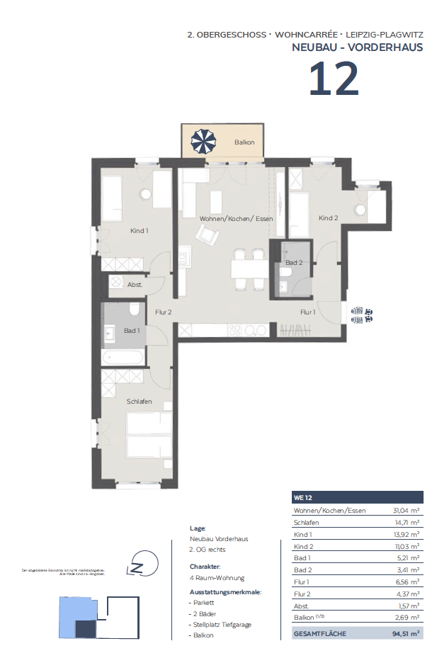 Wohnung zum Kauf provisionsfrei 528.000 € 4 Zimmer 94,5 m²<br/>Wohnfläche 2.<br/>Geschoss Plagwitz Leipzig 04229