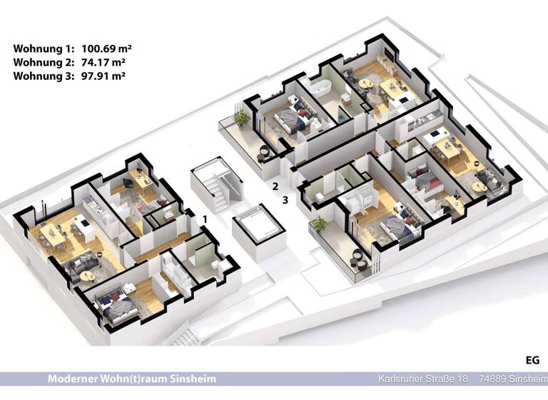 Wohnung zum Kauf provisionsfrei 483.000 € 3 Zimmer 100,7 m²<br/>Wohnfläche EG<br/>Geschoss Dühren Sinsheim 74889