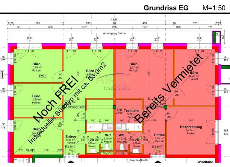 Büro zur Miete - Erstbezug 775 € 64,6 m² Bürofläche Baden 2500