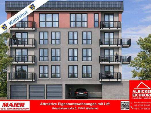 Wohnung zum Kauf provisionsfrei 492.200 € 3 Zimmer 107 m² 2. Geschoss Grieshaberstraße 5 Waldshut Waldshut-Tiengen 79761