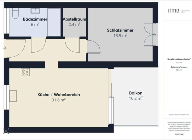 Wohnung zur Miete 1.063 € 2 Zimmer 53,8 m² Florastraße 53a Feldkirch 6800