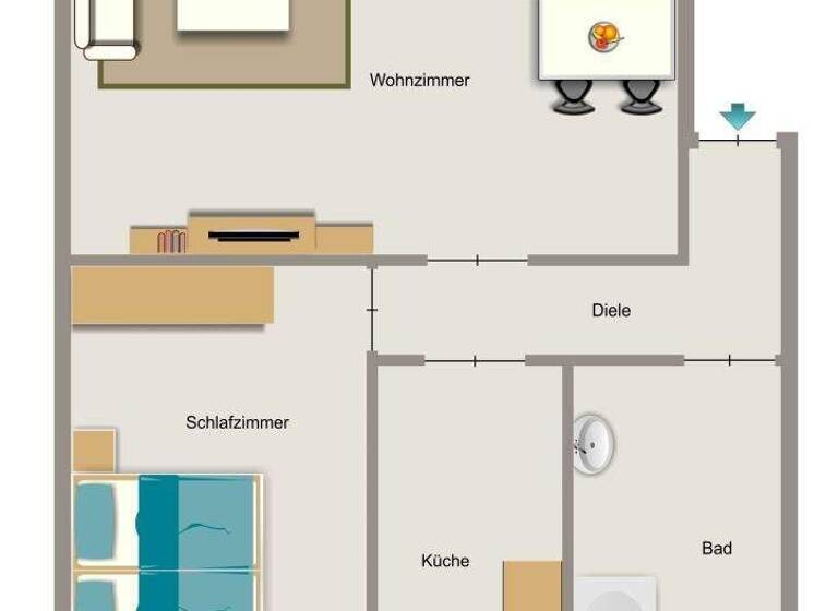 Wohnung zur Miete 402 € 2,5 Zimmer 50,2 m² 1. Geschoss Grüner Winkel 14 Alstaden-Ost Oberhausen 46049