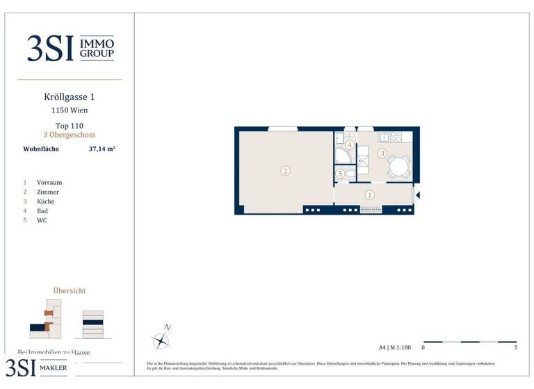 Studio zum Kauf 169.000 € 1 Zimmer 37,1 m² 3. Geschoss Kröllgasse 1 Wien 1150