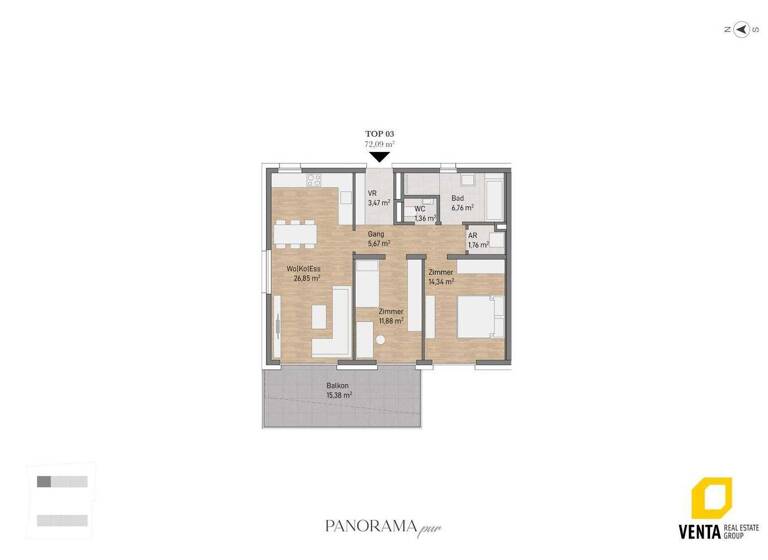 Wohnung zum Kauf 445.605 € 3 Zimmer 72,1 m² 1. Geschoss Waltendorfer Hauptstraße 54b Waltendorf Graz 8010
