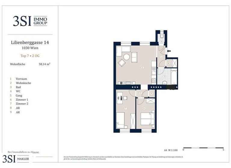 Wohnung zum Kauf - Erstbezug 379.000 € 3 Zimmer 58,1 m² Lilienberggasse 14 Wien 1130