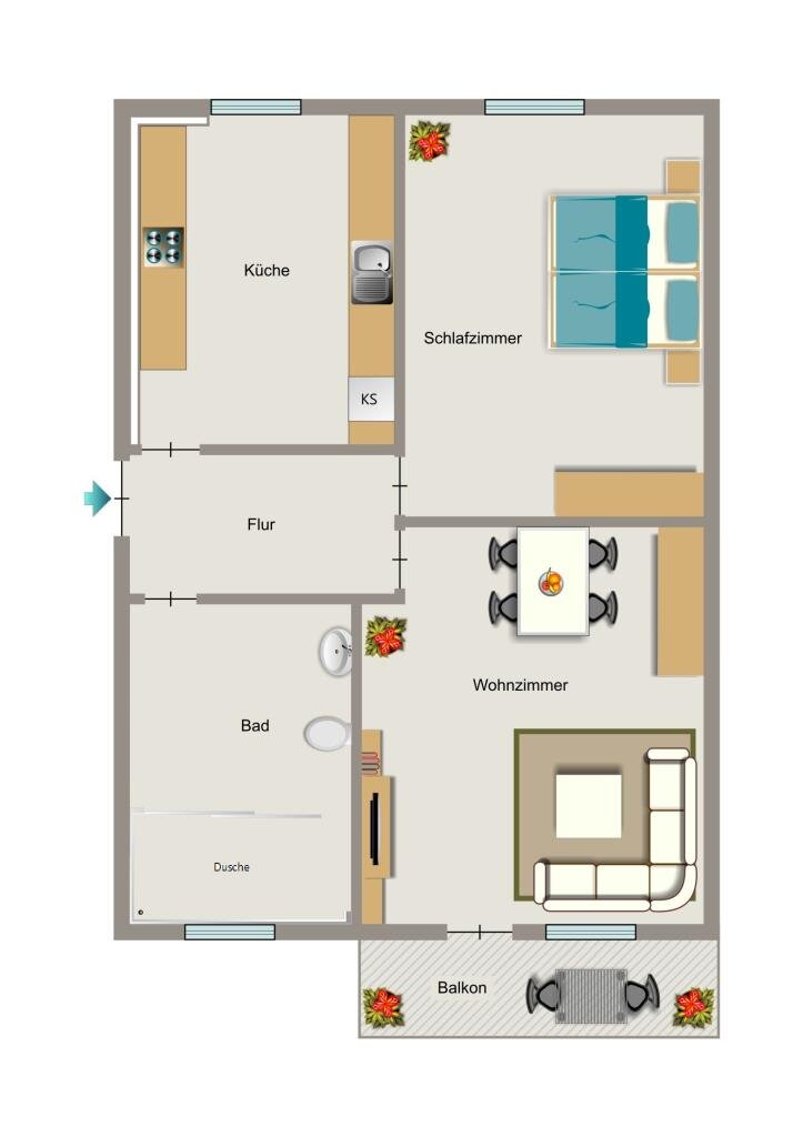 Wohnung zur Miete 429 € 2,5 Zimmer 49 m²<br/>Wohnfläche EG<br/>Geschoss 01.04.2025<br/>Verfügbarkeit Rolanddamm 9 Dümpten Oberhausen 46045