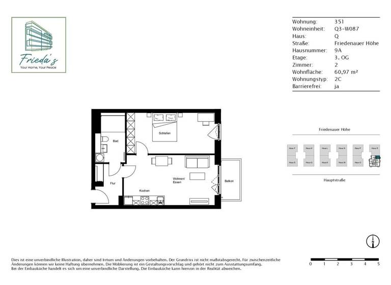 Wohnung zur Miete - Erstbezug 1.465 € 2 Zimmer 60,5 m² 3. Geschoss Friedenauer Höhe 9A Friedenau Berlin 12159