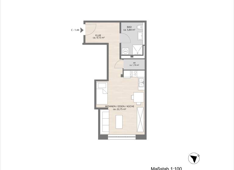 Wohnung zur Miete 695 € 1 Zimmer 39,9 m²<br/>Wohnfläche 1.<br/>Geschoss Thumenberger Weg 29 Erlenstegen Nürnberg 90491