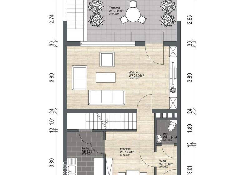 Reihenendhaus zum Kauf provisionsfrei 349.250 € 5 Zimmer 152 m² 380 m² Grundstück Straubing 94315
