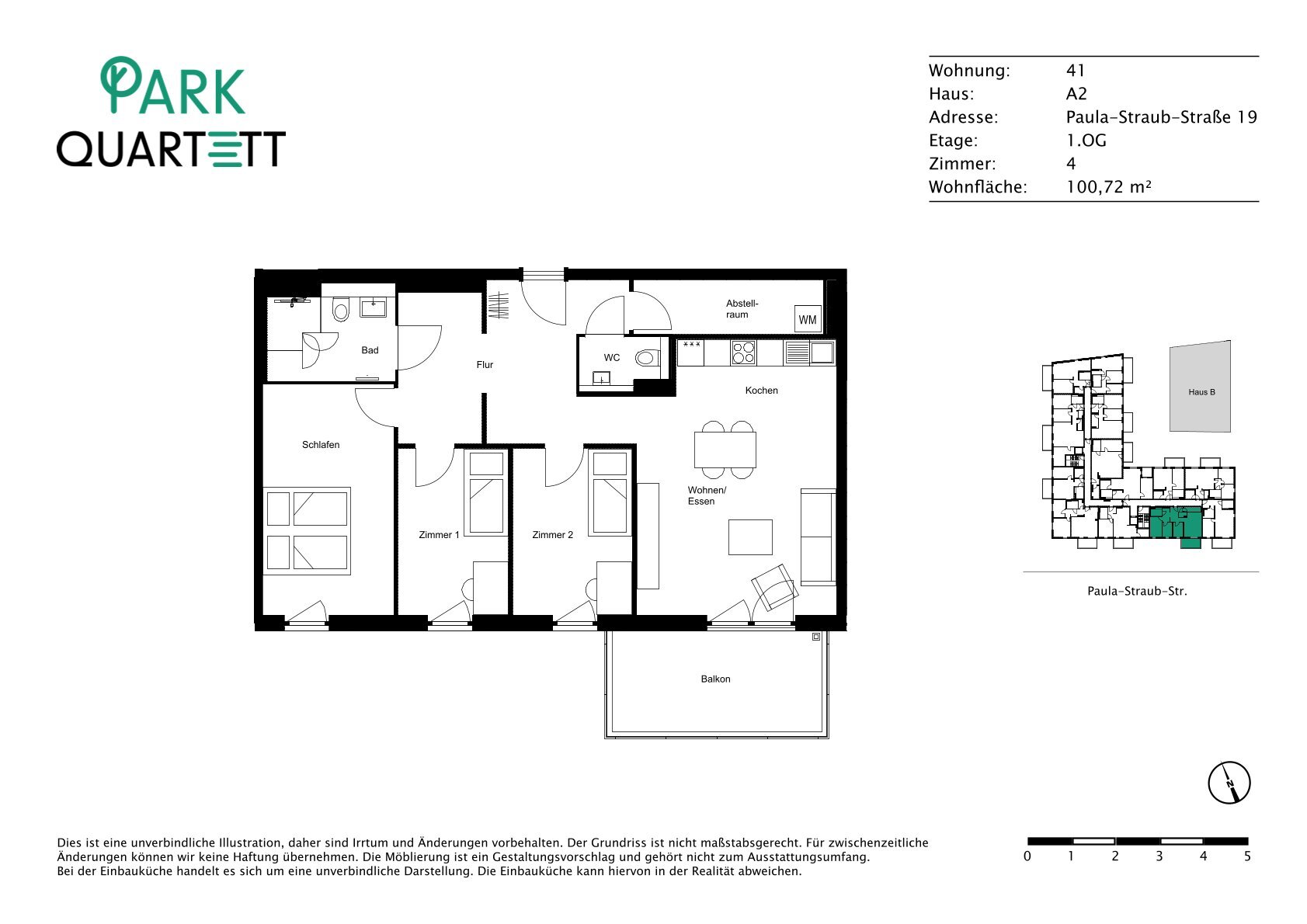 Wohnung zur Miete 1.395 € 4 Zimmer 100,7 m²<br/>Wohnfläche 1.<br/>Geschoss 01.03.2025<br/>Verfügbarkeit Paula-Straub-Str. 19 Hubenloch Villingen-Schwenningen 78048