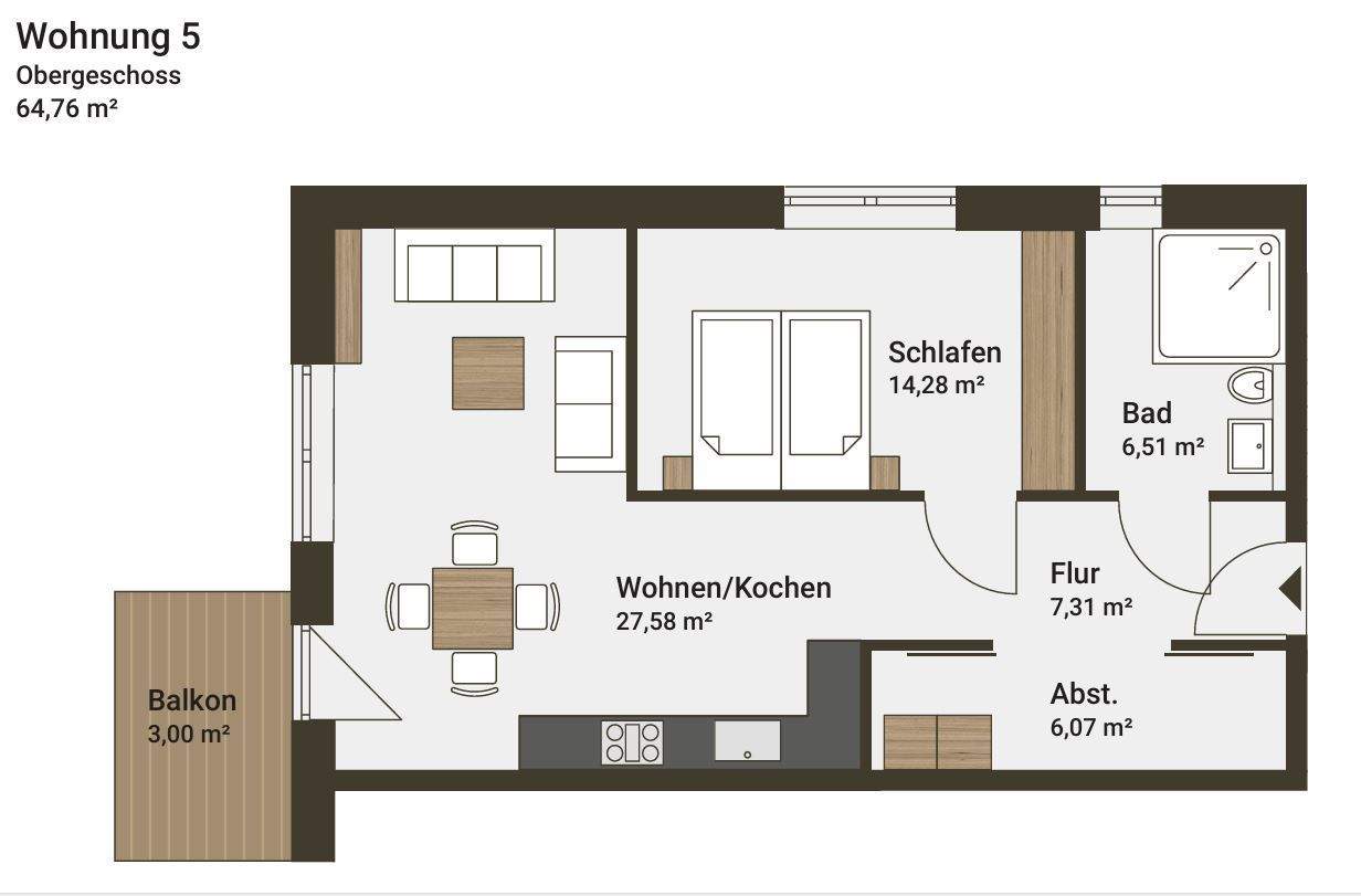 Immobilie in Steinbergkirche - Neubau: 2-Zimmerwohnung im Dachgeschoss in Steinbergkirche - Bild 1