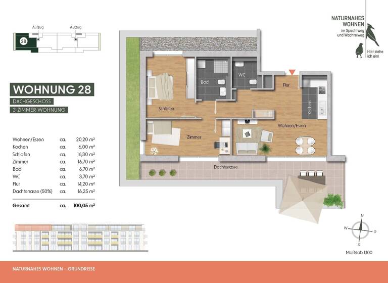 Wohnung zur Miete 1.426 € 3 Zimmer 100,1 m²<br/>Wohnfläche Dachgeschoss<br/>Geschoss Ergenzingen Rottenburg 72108