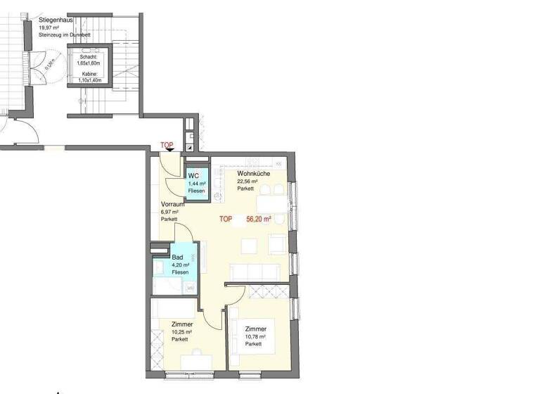 Wohnung zur Miete 832 € 3 Zimmer 56,2 m² 1. Geschoss Wien 1120