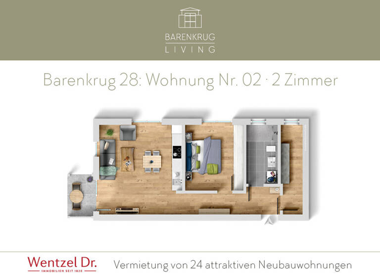Wohnung zur Miete 1.200 € 2 Zimmer 62,2 m² EG frei ab 01.09.2026 Barenkrug 28 Farmsen-Berne Hamburg 22159