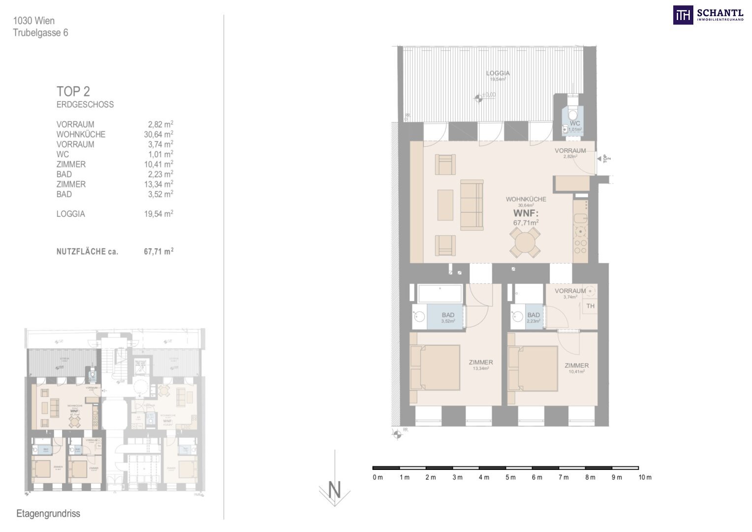 Wohnung zum Kauf 519.000 € 3 Zimmer 67,7 m²<br/>Wohnfläche EG<br/>Geschoss Trubelgasse Wien 1030