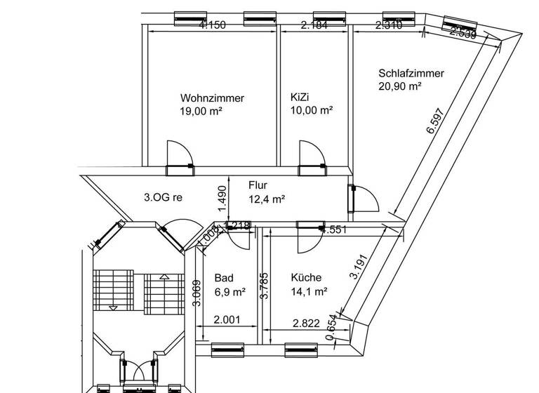 Wohnung zur Miete 620 € 3,5 Zimmer 84 m² 3. Geschoss frei ab sofort Talstraße 27 Meißen 01662