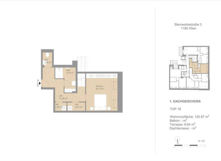 Maisonette zum Kauf - Erstbezug 1.325.000 € 3 Zimmer 120,3 m² 5. Geschoss Sternwartestraße Wien 1180