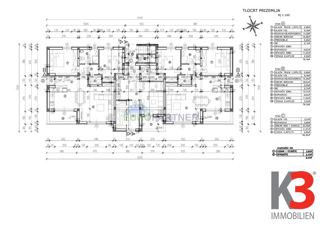 Wohnung zum Kauf 243.500 € 3 Zimmer 76,2 m²<br/>Wohnfläche EG<br/>Geschoss Porec 52440