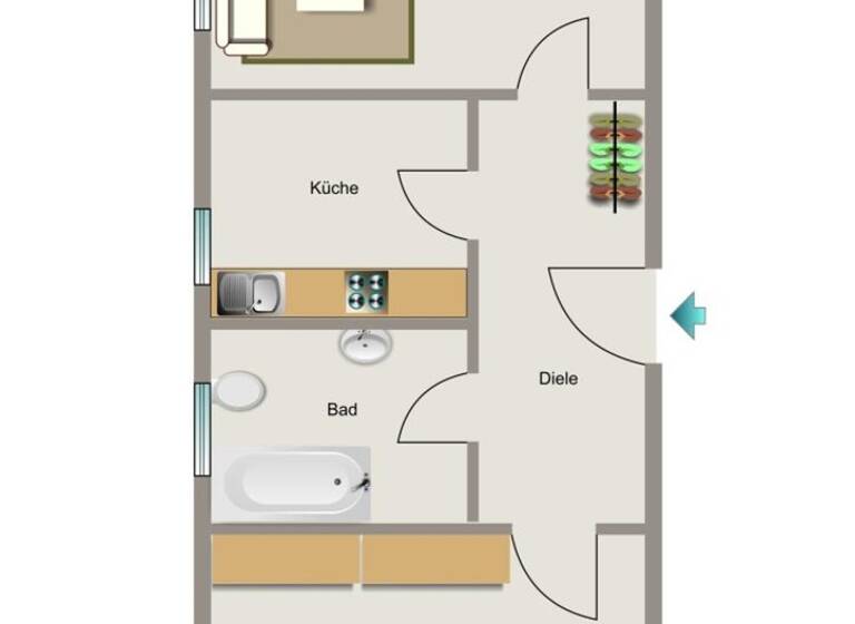 Wohnung zur Miete 371 € 2,5 Zimmer 43,6 m² EG frei ab 01.05.2026 Konradstraße 124 Stadtmitte Oberhausen 46049