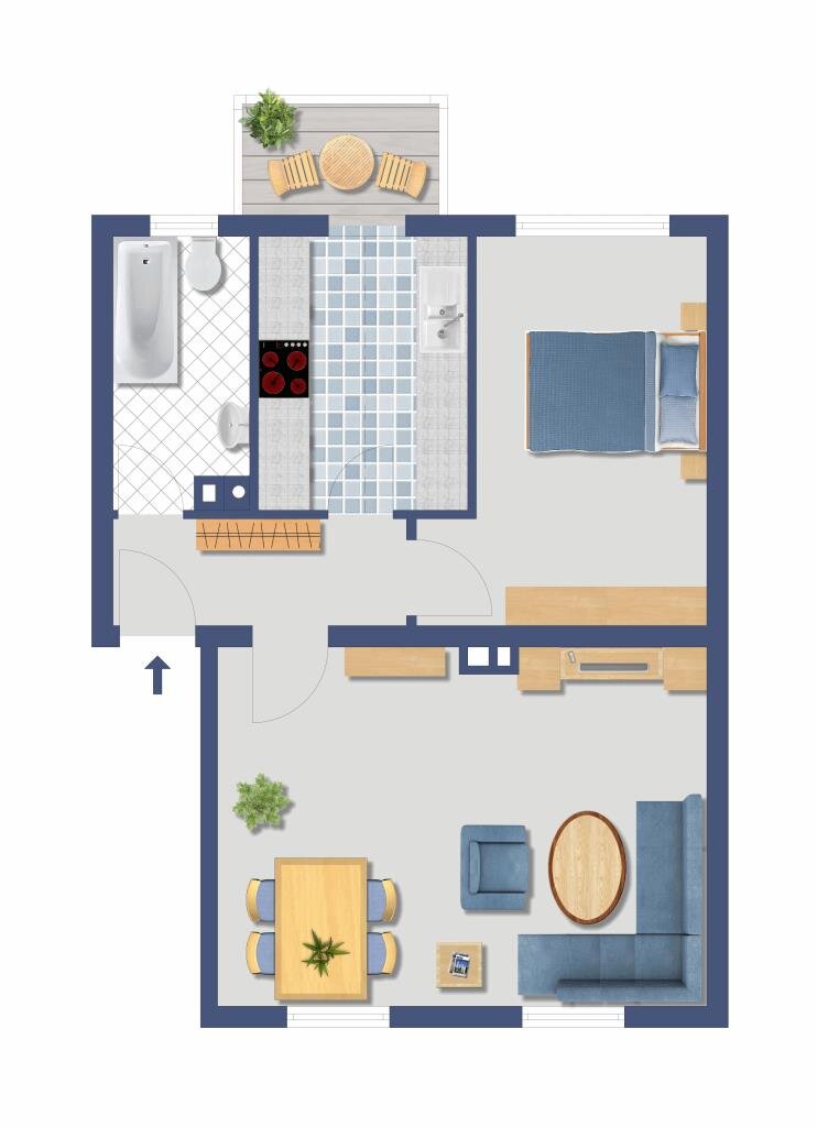 Wohnung zum Kauf provisionsfrei 229.000 € 2 Zimmer 52,3 m²<br/>Wohnfläche EG<br/>Geschoss Grevenbroicher Weg 8 Oberlörick Düsseldorf 40547