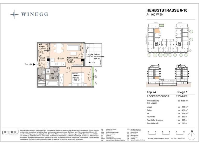 Wohnung zum Kauf - Erstbezug 276.600 € 2 Zimmer 41,3 m² 1. Geschoss Herbststraße 6-10 Wien 1160