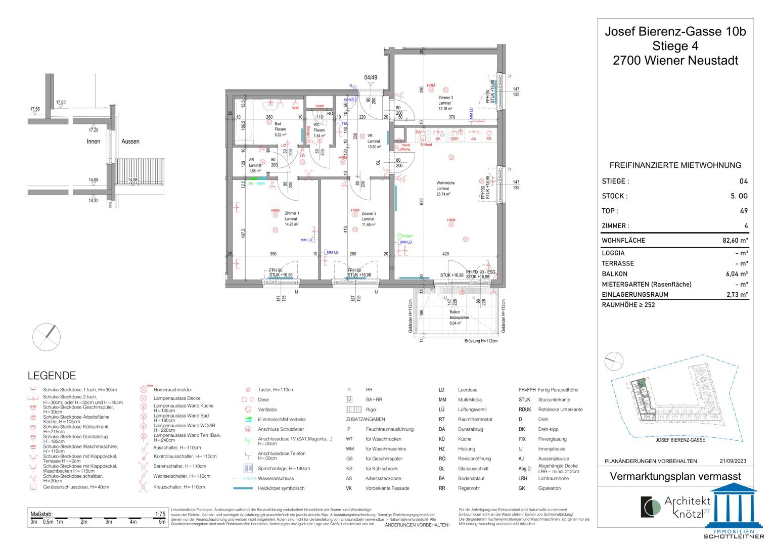 Wohnung zur Miete 899 € 4 Zimmer 82,6 m²<br/>Wohnfläche Josef Bierenz-Gasse 10b Wiener Neustadt 2700