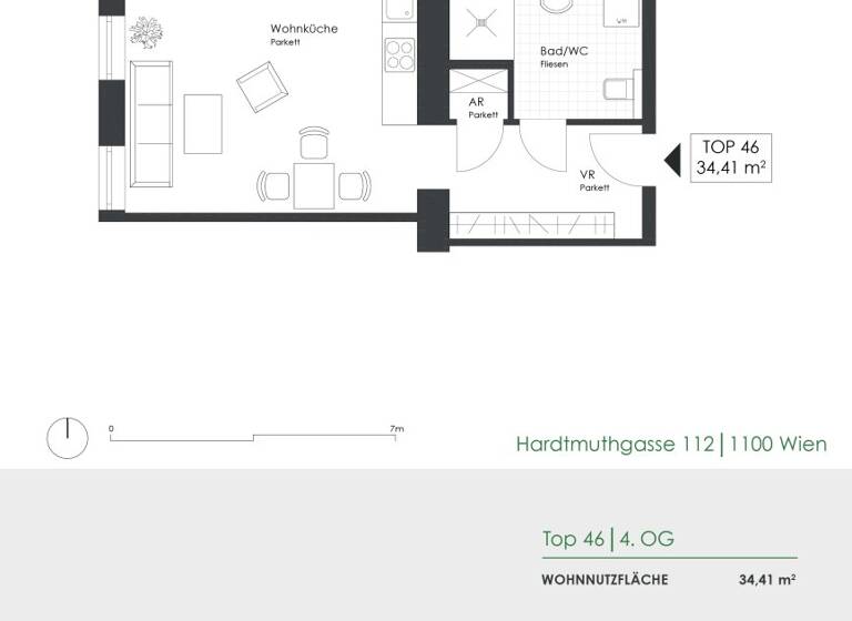 Studio zum Kauf - Erstbezug 199.000 € 1 Zimmer 34,4 m² 4. Geschoss Hardtmuthgasse 112 Wien 1100